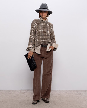 Brunello Cucinelli Коричневый джемпер с шерстью в пайетке MPN570300P