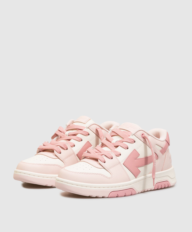 Off-White Дитячі рожеві шкіряні кросівки Out Of Office з патчем логотипа OF06017655 зображення 2