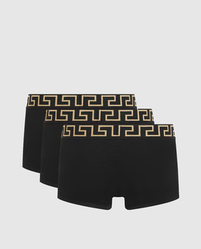 Versace Набір чорних трусів-боксерів з візерунком Greca AU103261A18907