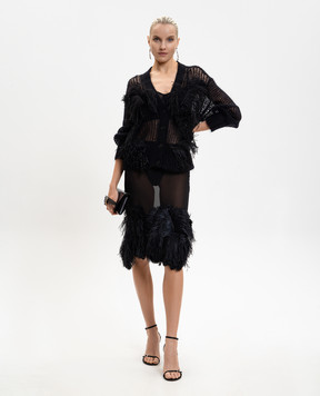 The Attico Чорна спідниця з пір'ям страуса 260WCS00264PAA085RA