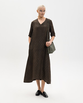 UMA WANG Коричневое платье Apostle в геометрический узор UP5002