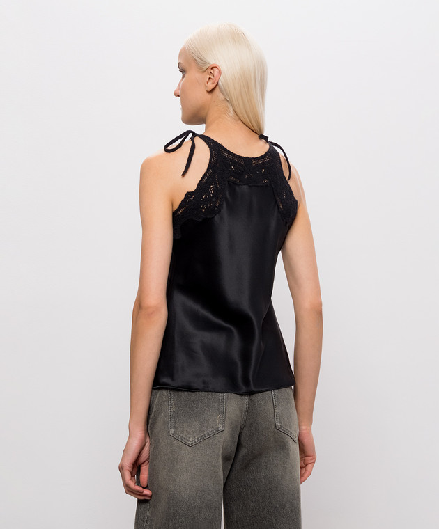 Ermanno Scervino Черный топ из шелка D492L351RNXE изображение 4