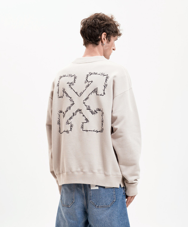 Off-White Бежевий світшот з вишивкою Script Arrow 44MBA054S26F001 зображення 4