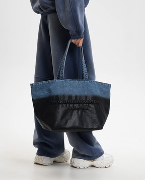 Alexander Wang Джинсова сумка-тоут Punch Tote з фактурним логотипом 20126T04T