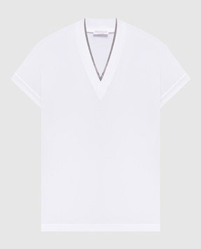 Brunello Cucinelli Белая футболка с цепочкой мониль MPT18BD222