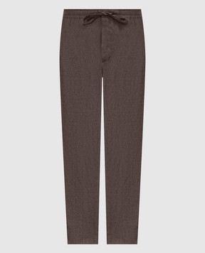 Canali Коричневі штани з льону AE05958U97003