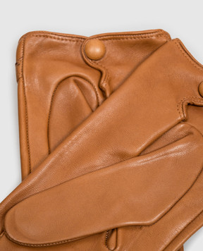 Sermoneta Gloves Коричневі шкіряні рукавички з ланцюжком AN07FCATENACH