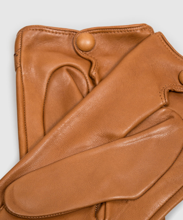 Sermoneta Gloves Коричневі шкіряні рукавички з ланцюжком AN07FCATENACH зображення 3