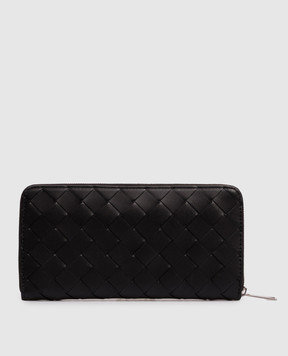 Bottega Veneta Черный кожаный кошелек Intrecciato 814838VCPQ4