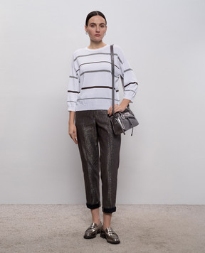 Peserico Белый джемпер в полоску A99093F149173M