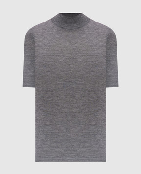 Brunello Cucinelli Сірий меланжевий топ з кашеміру та шовку M13800004P