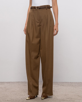 Max Mara Брюки COCCO коричневого цвета из шерсти MSTCOCCO