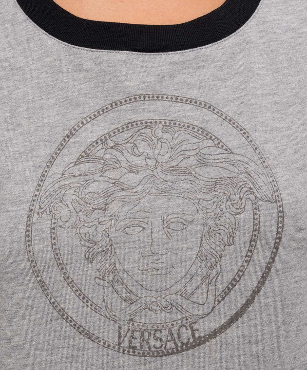 Versace Серая меланжевая майка с принтом 10260031A18731 изображение 5