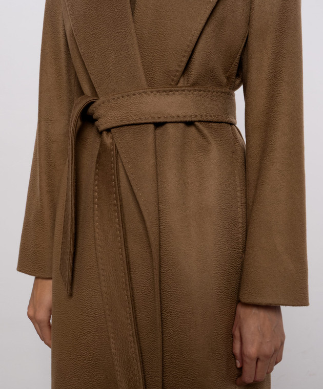 Max Mara Коричневое пальто ARDEA на запах из кашемира MSTARDEA изображение 5