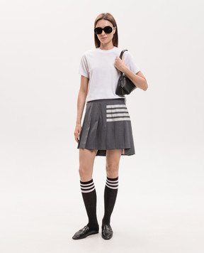 Thom Browne Серая юбка-плиссе из шерсти с брендовыми полосками FGC402V06146