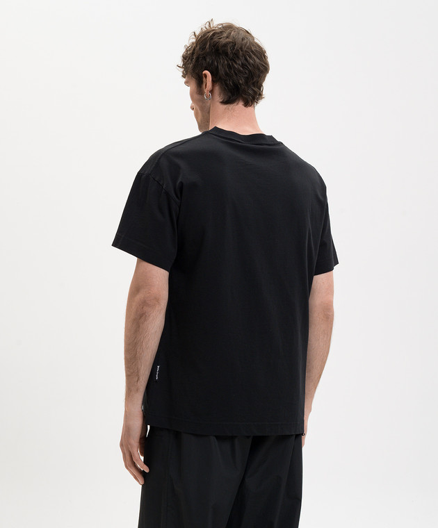 Palm Angels Черная футболка с контрастным принтом Skull PMAA109S26JER004 изображение 4