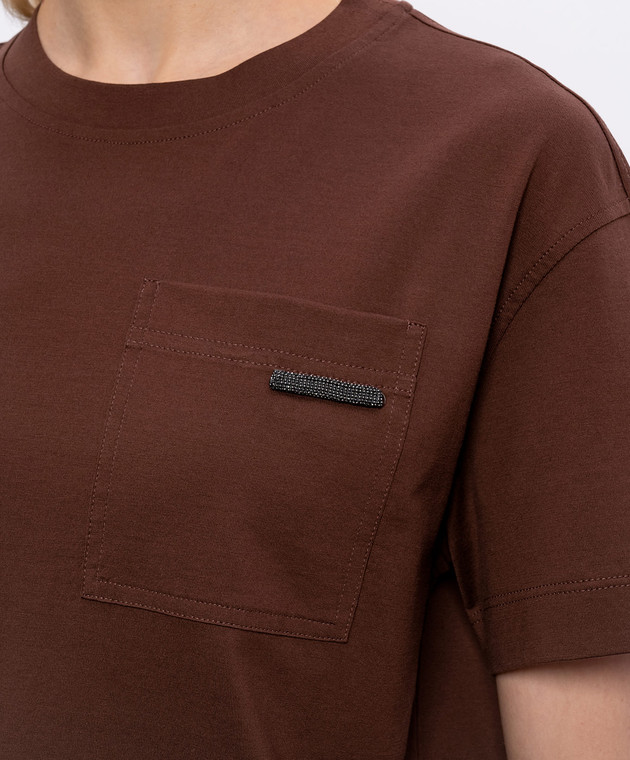 Brunello Cucinelli Коричнева футболка MPT81EC710 зображення 5