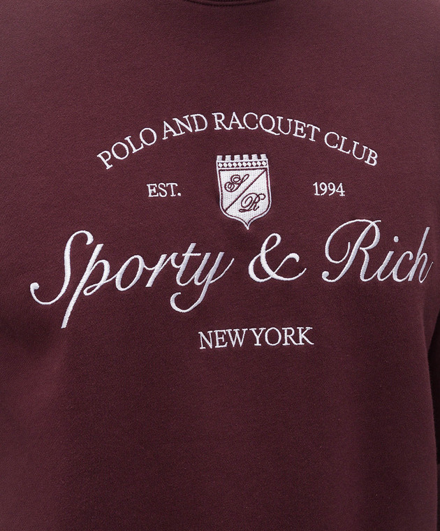 Sporty & Rich Бордовий світшот з вишивкою логотипа ST09875412RE02 зображення 5