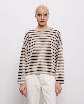 Brunello Cucinelli Бежевий джемпер з льоном в смужку M1T272310