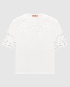 Twinset Біла футболка з вишивкою рішельє 261TP2440