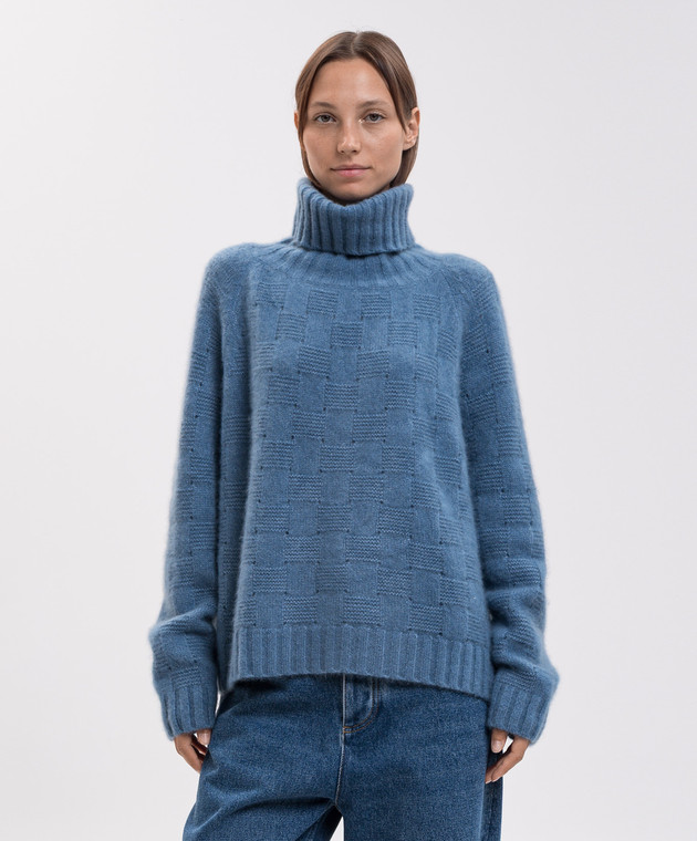 Allude Синій светр з кашеміру та шовку з фактурним візерунком 26577022 зображення 3