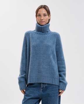 Allude Синій светр з кашеміру та шовку з фактурним візерунком 26577022