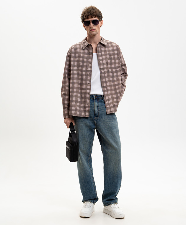 Axel Arigato Коричневая рубашка Distort Gingham в клеточку A3876003 изображение 2