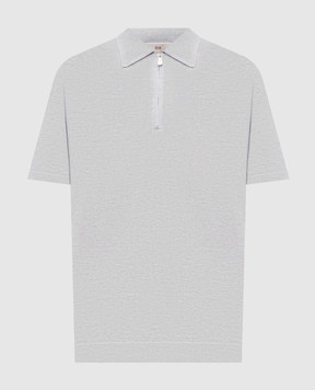 Enrico Mandelli Серое поло из шелка с нашивкой логотипа 3K065A5674