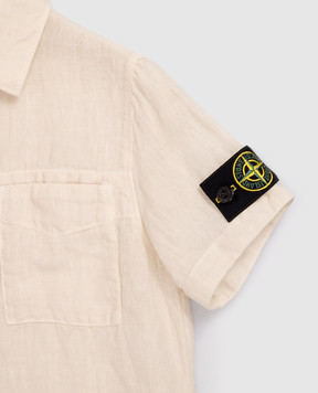 Stone Island Дитяча бежева сорочка з льону L1S161100001S014514