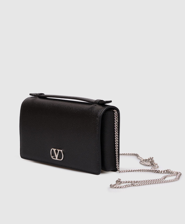 Valentino Черный кожаный клатч VLogo 9W2P0AU1BKH изображение 5