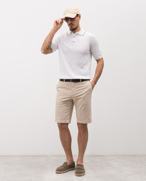 Peserico Біле поло в рубчик з бавовни R59490F189173R