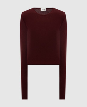 Saint Laurent Бордовый топ в рубчик из шерсти, кашемира и шелка A0000PYAPK2