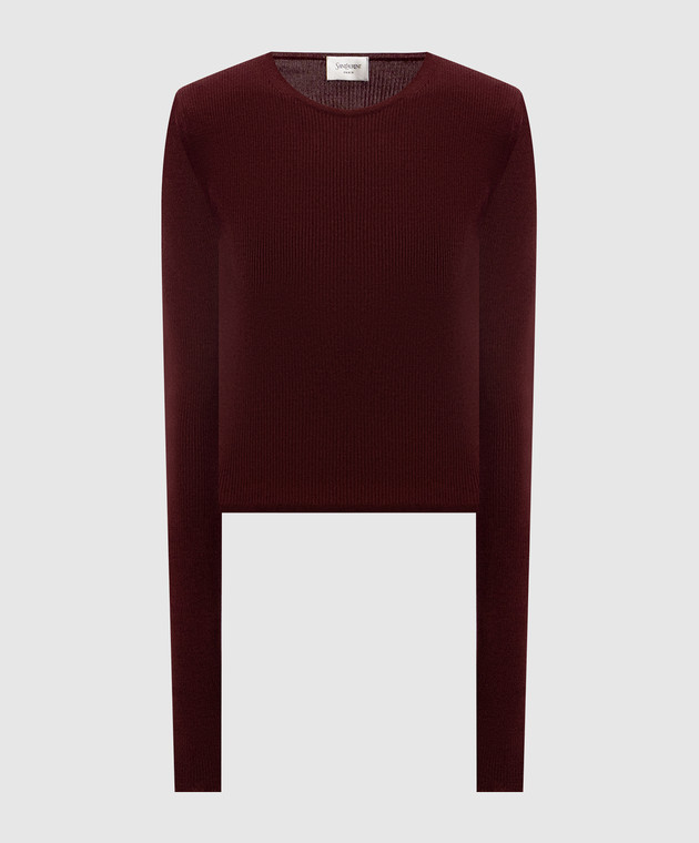 Saint Laurent Бордовый топ в рубчик из шерсти, кашемира и шелка A0000PYAPK2