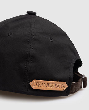 JW Anderson Чорна кепка з вишивкою монограми AC0417FA0485m