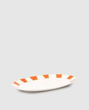Geminiano Cozzi 1765 Білие порцелянове овальне блюдо Striche Arancio e Oro TTCFL20329053