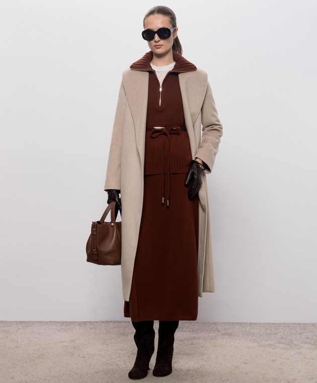 Max Mara Бежевое пальто ARDEA на запах из шерсти MSTARDEA изображение 2
