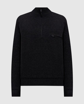 Moncler Сірий светр з вовни та кашеміру з блискавкою L20919F00001M4281