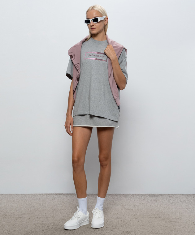 Palm Angels Серая меланжевая футболка PAWAA005JR002 изображение 2
