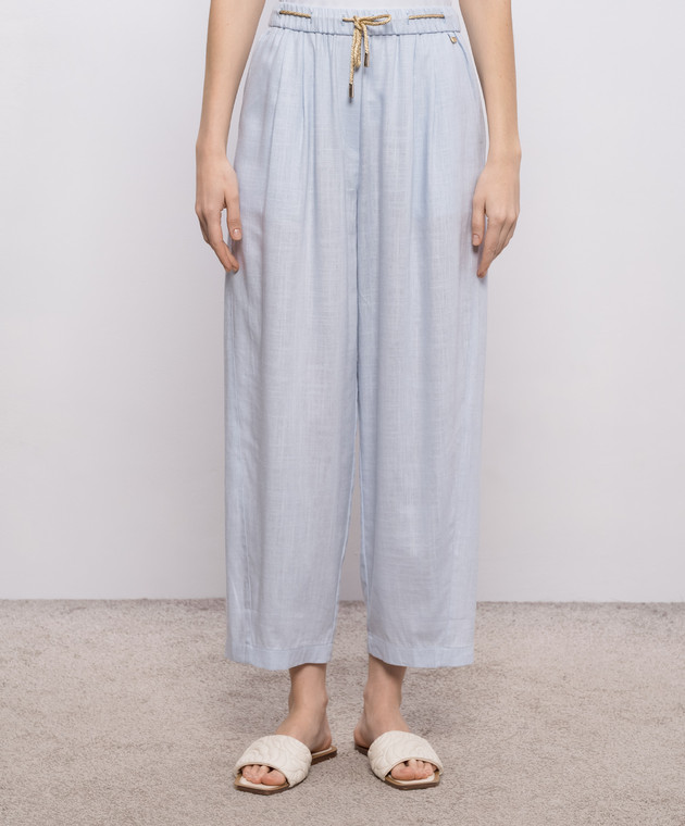 Herno Блакитні штани з льоном PT000222D12689 зображення 2