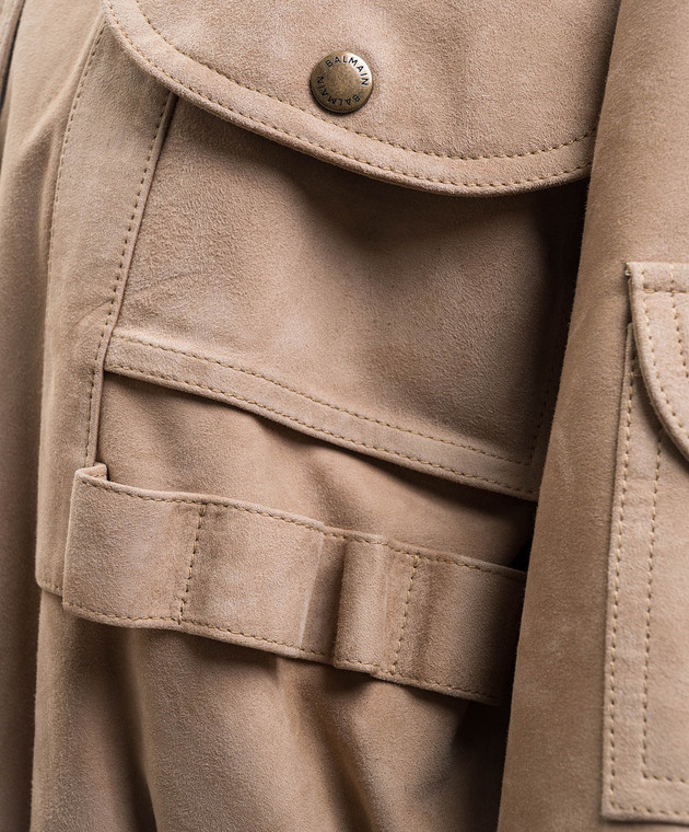 Balmain Бежевая замшевая куртка GF0TFA85LB12 изображение 5