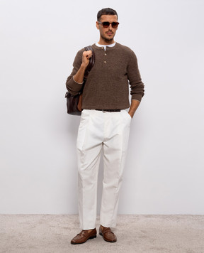 Brunello Cucinelli Коричневый джемпер с льном M2L707711