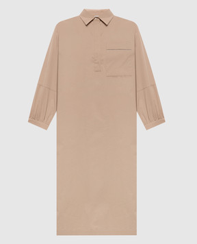 Peserico Бежевое платье-рубашка с цепочкой мониль A0250201979