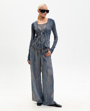 Masnada Синя блуза з шовком 8091