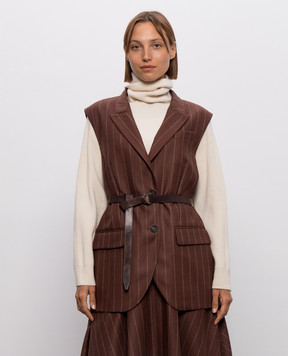 Brunello Cucinelli Коричневый жилет из шерсти в полоску MG5547258P