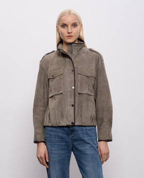 Brunello Cucinelli Замшевая куртка цвета хаки MPCAI7787