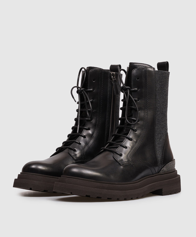 Brunello Cucinelli Чорні комбіновані черевики MZOLG3308P зображення 2