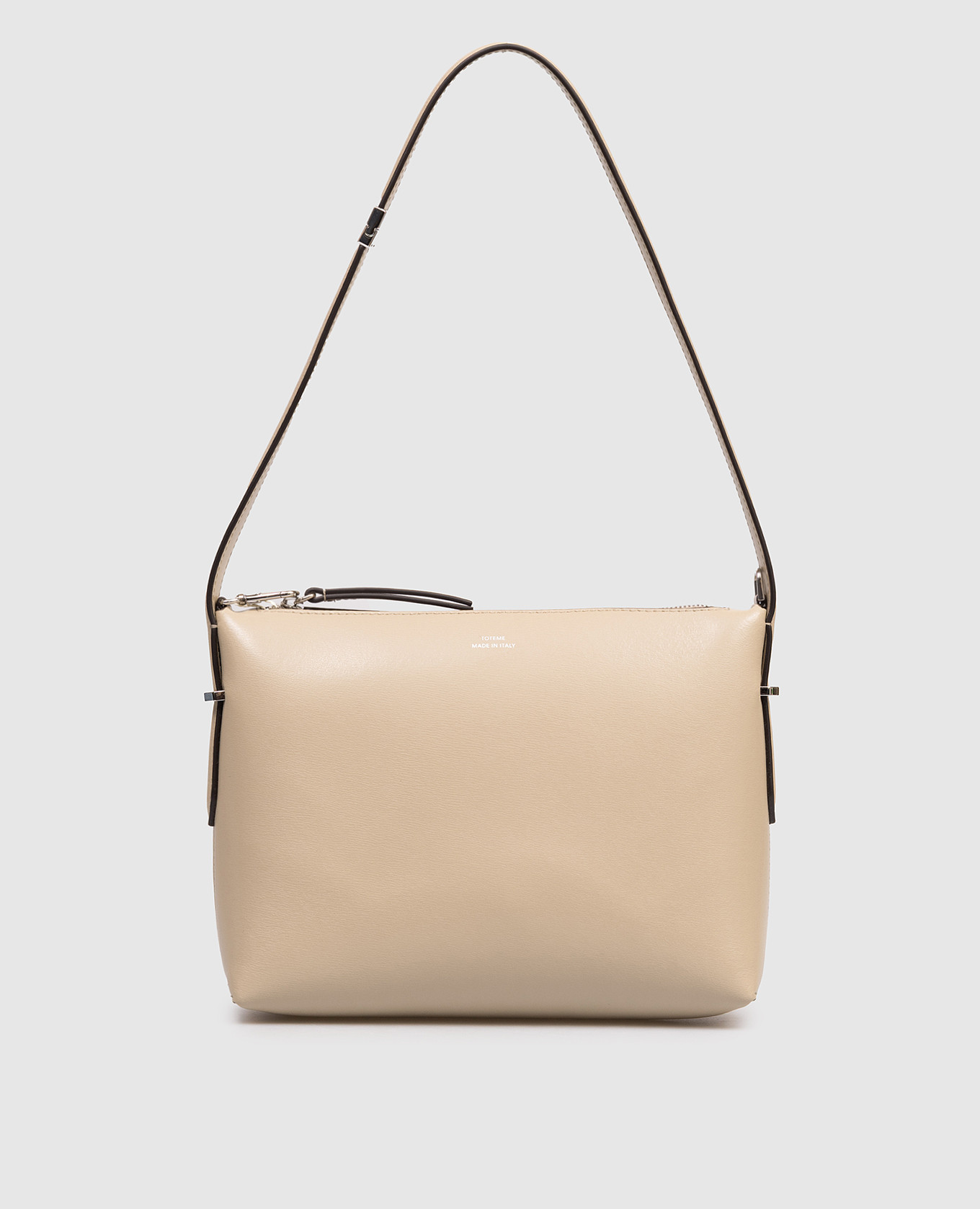 Бежевая кожаная сумка Bevel с принтом логотипа