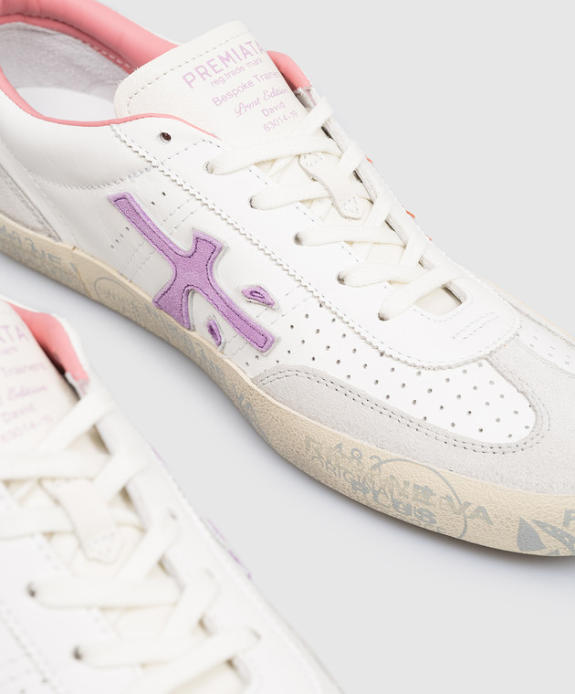Premiata Білі шкіряні кросівки DAVIDD DAVIDD8097 зображення 5