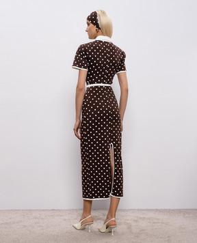 Rowen Rose Коричнева сукня-поло в горох RRJ101L