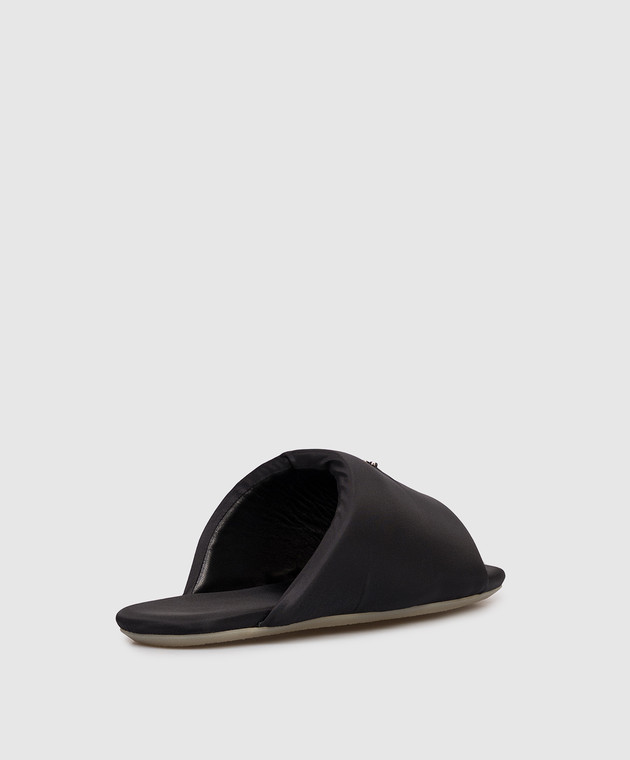 Maison Margiela MM6 Черные шлепанцы с фактурной эмблемой S66WP0125P7705 изображение 3